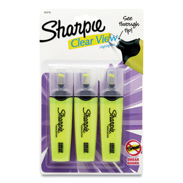 Sharpie® Clearview Tank-style Highlighter, Yellow Ink, Chisel Tip, Yellow-black-clear Barrel, 3-pack freeshipping - TVN Wholesale